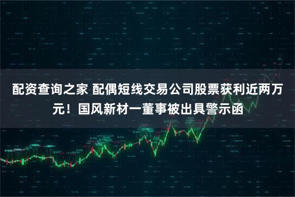 配资查询之家 配偶短线交易公司股票获利近两万元！国风新材一董事被出具警示函